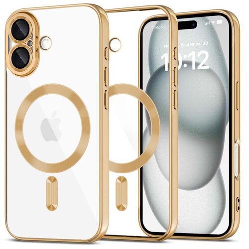 Etui TECH-PROTECT MagFlex MagSafe do Apple iPhone 16 Przezroczysto-złoty (błyszczący)