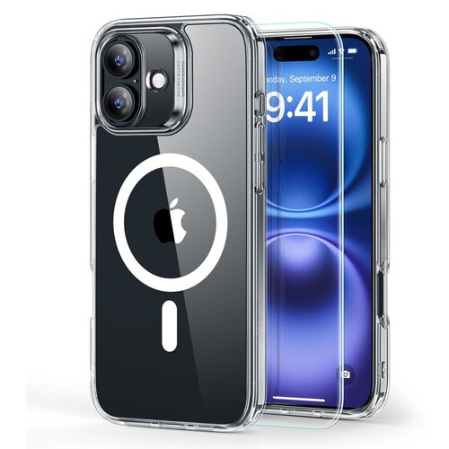 Etui ESR Classic Hybrid HaloLock MagSafe + Tempered Glass do Apple iPhone 16 Plus Przezroczysty