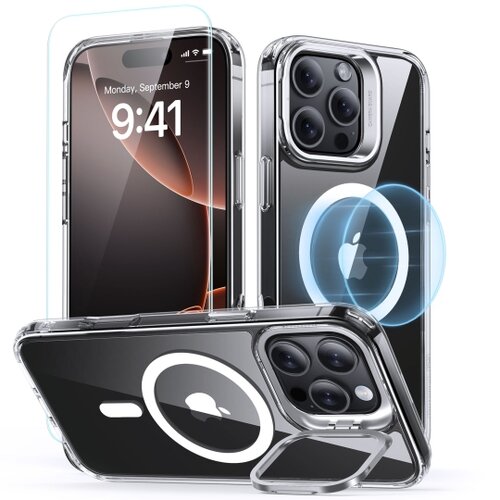 Etui ESR Classic Hybrid Kickstand HaloLock MagSafe + Tempered Glass do Apple iPhone 16 Pro Przezroczysty