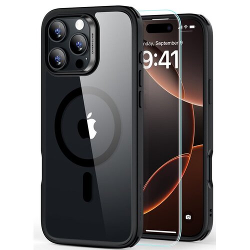 Etui ESR Classic Hybrid HaloLock MagSafe + Tempered Glass do Apple iPhone 16 Pro Max Przezroczysto-czarny
