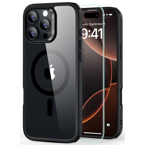 Etui ESR Classic Hybrid HaloLock MagSafe + Tempered Glass do Apple iPhone 16 Pro Przezroczysto-czarny