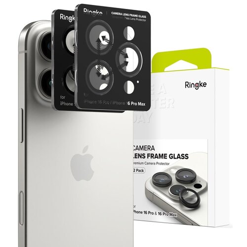 Szkło hybrydowe na obiektyw RINGKE Camera Frame Protector do Apple iPhone 16 Pro Max Czarny (2 szt.)