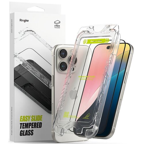 Szkło hartowane RINGKE Easy Slide do Apple iPhone 16 Pro Czarny (2 szt.)