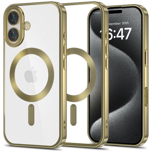 Etui TECH-PROTECT MagFlex MagSafe do Apple iPhone 16 Przezroczysto-złoty (satynowy)