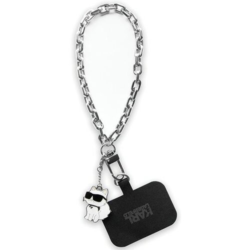Pasek KARL LAGERFELD Universal Hand Strap Choupette Srebrny