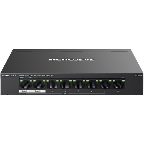 Switch MERCUSYS MS108GP Gigabit Ethernet, 8 portów, Funkcja PoE+