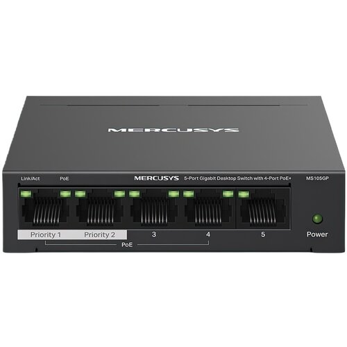 Switch MERCUSYS MS105GP Gigabit Ethernet, 5 portów, Funkcja PoE+
