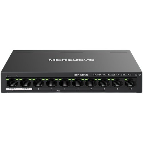 Switch MERCUSYS MS110P Fast Ethernet, 10 portów, Funkcja PoE+