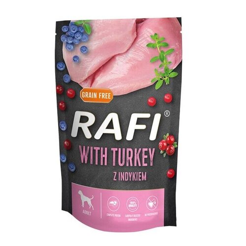 Karma dla psa RAFI z indykiem, borówką i żurawiną 500 g
