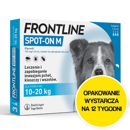 Roztwór do nakrapiania dla psów FRONTLINE SPOT-ON M 3 x 1,34 ml Ochrona przez 12 tygodni