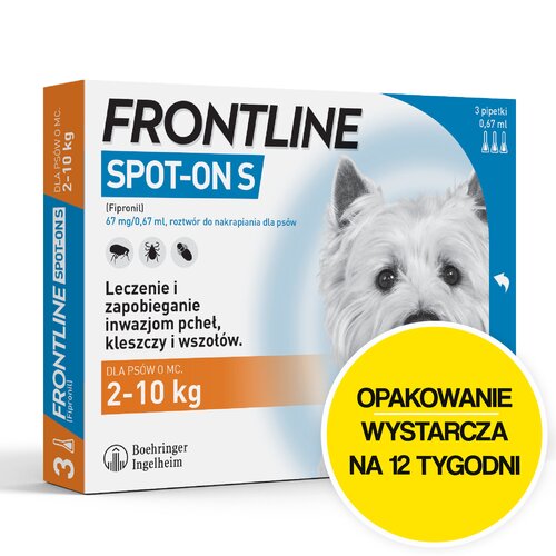 Roztwór do nakrapiania dla psów FRONTLINE SPOT-ON S 3 x 0,67 ml Ochrona przez 12 tygodni