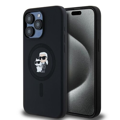 Etui KARL LAGERFELD Silicone KC Heads MagSafe do Apple iPhone 15 Pro Czarny