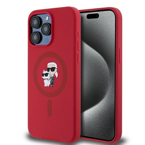 Etui KARL LAGERFELD Silicone KC Heads MagSafe do Apple iPhone 15 Pro Max Czerwony
