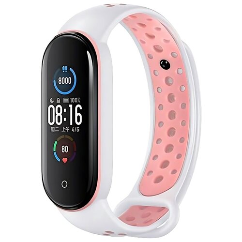 Pasek BELINE Design do Xiaomi Mi Band 5/6/7 Biało-różowy