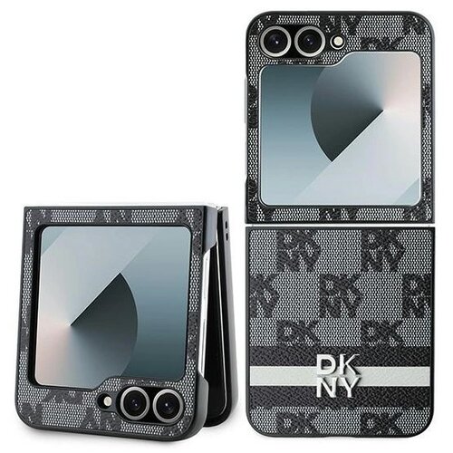 Etui DKNY Chequered Pattern Printed Stripes do Samsung Galaxy Z Flip 6 Czarny