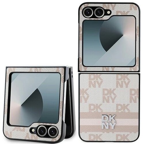Etui DKNY Chequered Pattern Printed Stripes do Samsung Galaxy Z Flip 6 Różowy