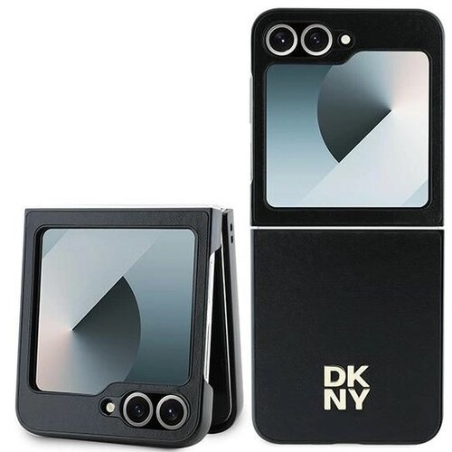 Etui DKNY Leather Metal Stack Logo do Samsung Galaxy Z Flip 6 Czarny