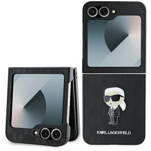 Etui KARL LAGERFELD Saffiano Monogram Ikonik Pin do Samsung Galaxy Z Flip 6 Czarny