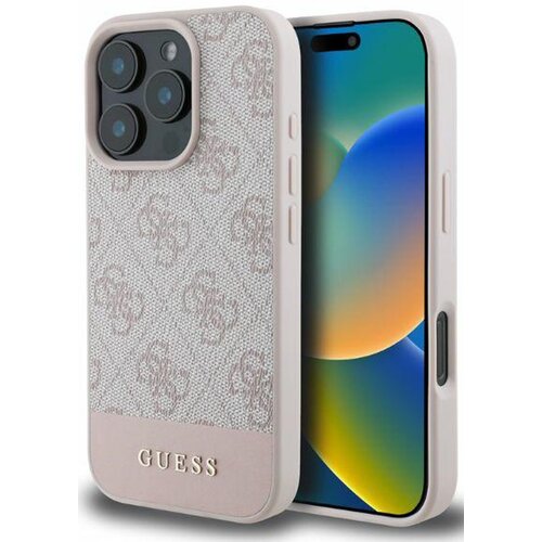 Etui GUESS 4G Bottom Stripe do Apple iPhone 16 Pro Różowy