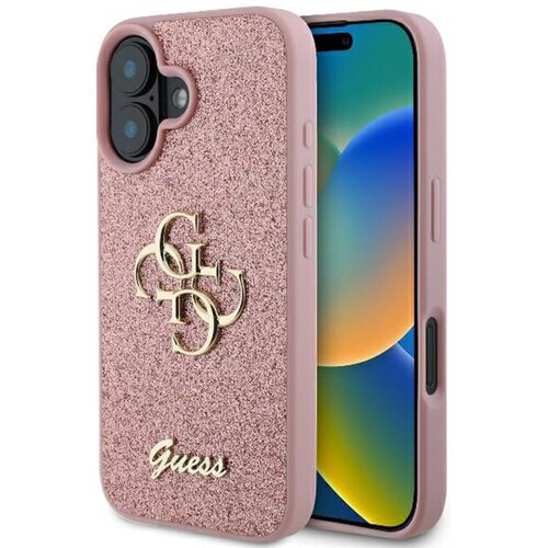 Etui GUESS Fixed Glitter Big 4G do Apple iPhone 16 Plus Różowy