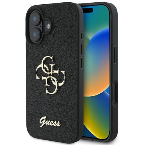 Etui GUESS Fixed Glitter Big 4G do Apple iPhone 16 Plus Czarny