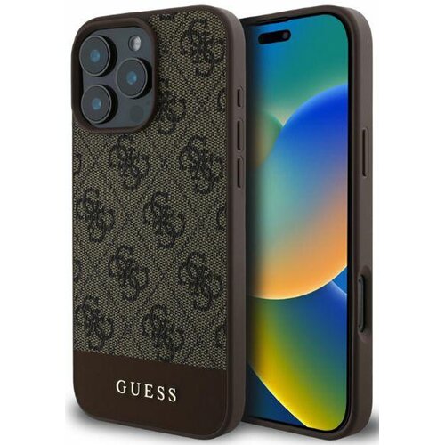 Etui GUESS 4G Bottom Stripe do Apple iPhone 16 Pro Brązowy