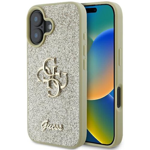 Etui GUESS Fixed Glitter Big 4G do Apple iPhone 16 Plus Złoty