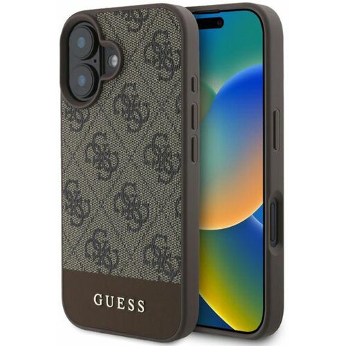 Etui GUESS 4G Bottom Stripe do Apple iPhone 16 Brązowy