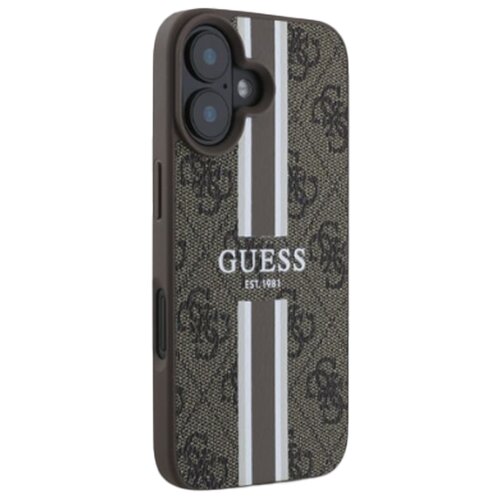 Etui GUESS 4G Printed Stripes MagSafe do Apple iPhone 16 Pro Max Brązowy