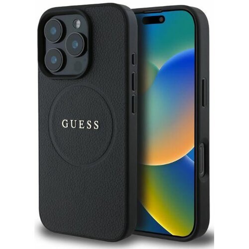 Etui GUESS Grained Ring MagSafe do Apple iPhone 16 Pro Czarny