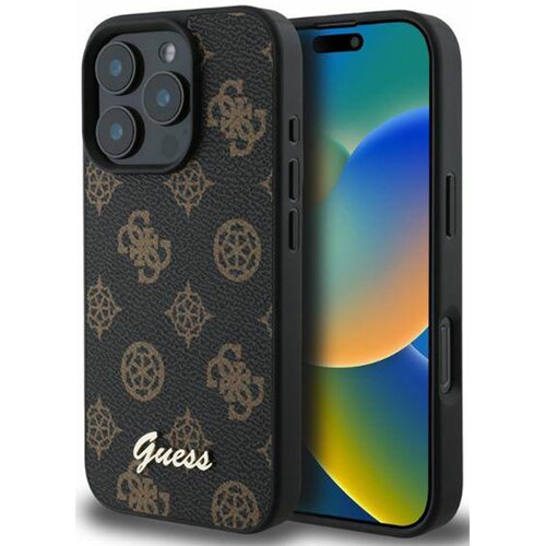 Etui GUESS Peony Script MagSafe do Apple iPhone 16 Pro Czarny