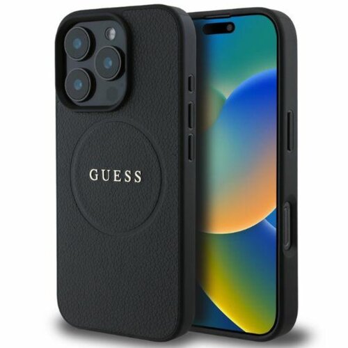 Etui GUESS Grained Ring MagSafe do Apple iPhone 16 Pro Max Czarny