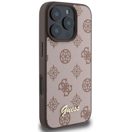Etui GUESS Peony Script MagSafe do Apple iPhone 16 Pro Brązowy