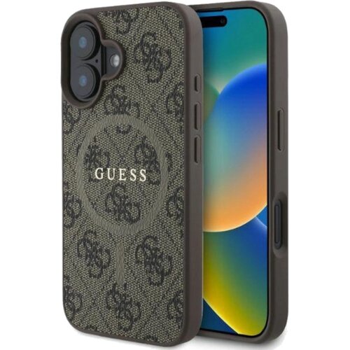 Etui GUESS 4G Ring Classic Logo MagSafe do Apple iPhone 16 Brązowy