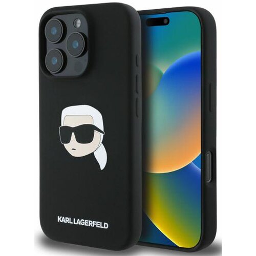 Etui KARL LAGERFELD Silicone Karl Head Print MagSafe do Apple iPhone 16 Pro Max Czarny