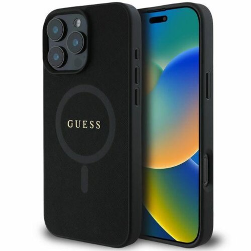 Etui GUESS Saffiano Classic Logo MagSafe do Apple iPhone 16 Pro Max Czarny