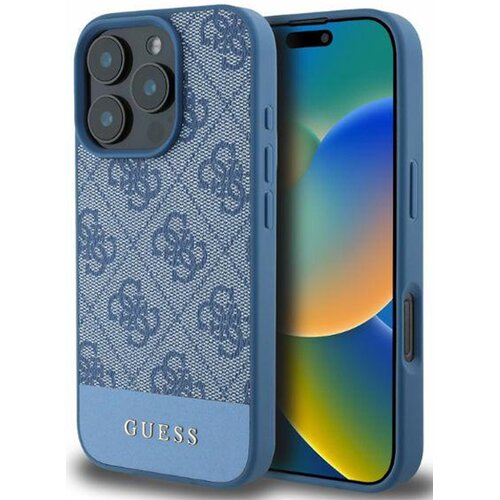 Etui GUESS 4G Bottom Stripe do Apple iPhone 16 Pro Max Niebieski