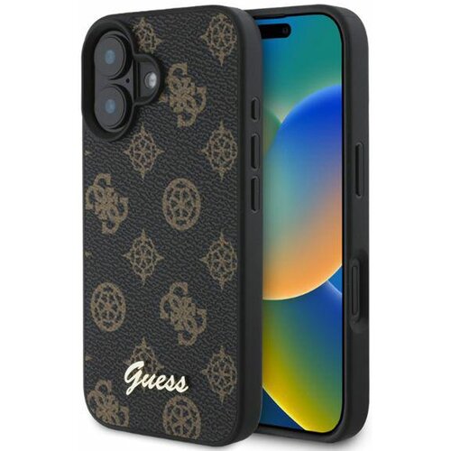 Etui GUESS Peony Script MagSafe do Apple iPhone 16 Czarny