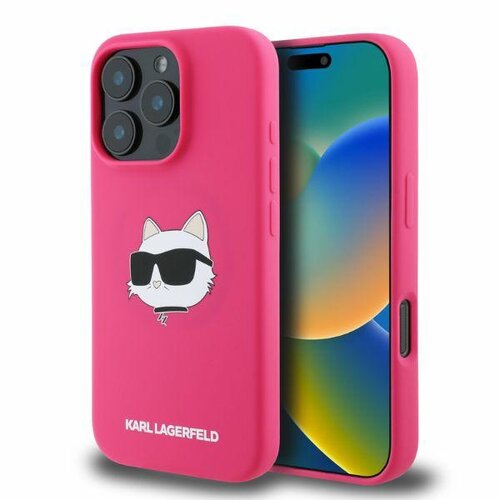 Etui KARL LAGERFELD Silicone Choupette Head Print MagSafe do Apple iPhone 16 Pro Fuksja