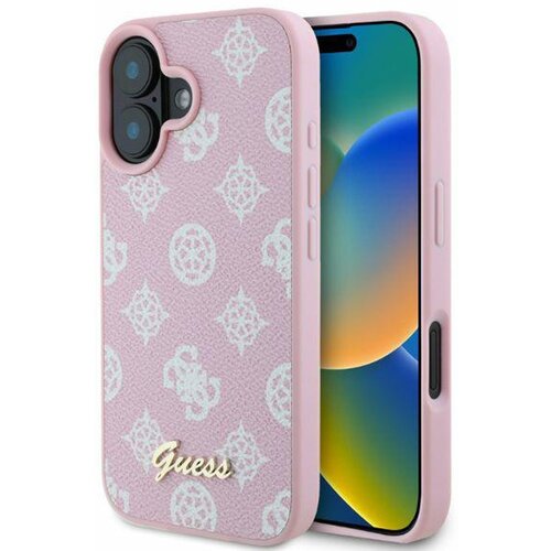 Etui GUESS Peony Script MagSafe do Apple iPhone 16 Różowy