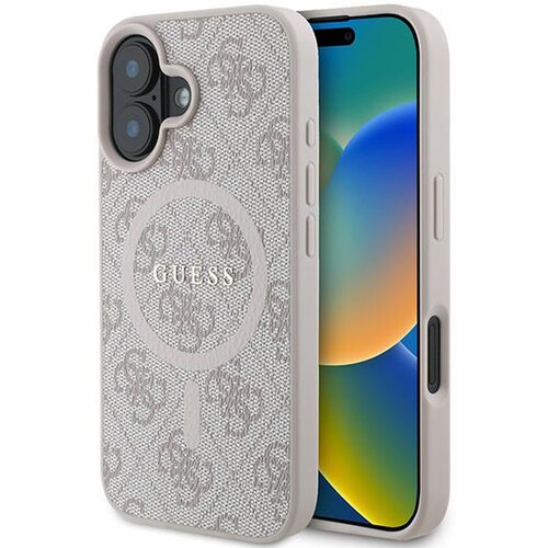 Etui GUESS 4G Ring Classic Logo MagSafe do Apple iPhone 16 Plus Różowy