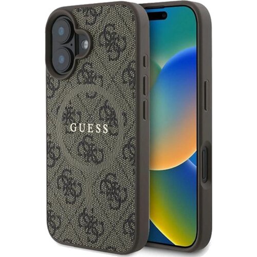 Etui GUESS 4G Ring Classic Logo MagSafe do Apple iPhone 16 Plus Brązowy