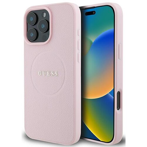 Etui GUESS Grained Ring MagSafe do Apple iPhone 15 Pro Max Różowy