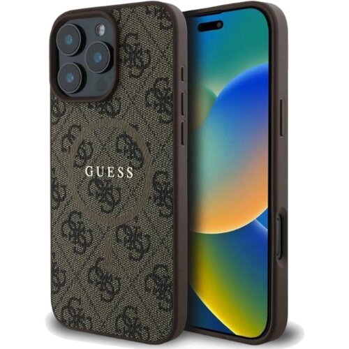 Etui GUESS 4G Ring Classic Logo MagSafe do Apple iPhone 16 Pro Max Brązowy