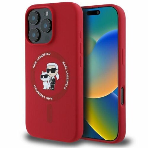 Etui KARL LAGERFELD Silicone KC Heads Ring MagSafe do Apple iPhone 16 Pro Max Czerwony