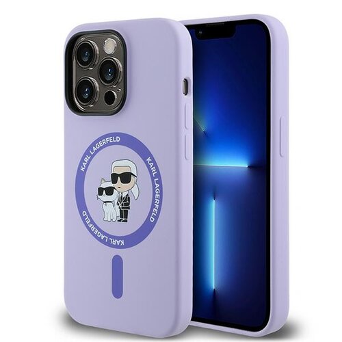 Etui KARL LAGERFELD Silicone KC Heads MagSafe do Apple iPhone 14 Pro Fioletowy