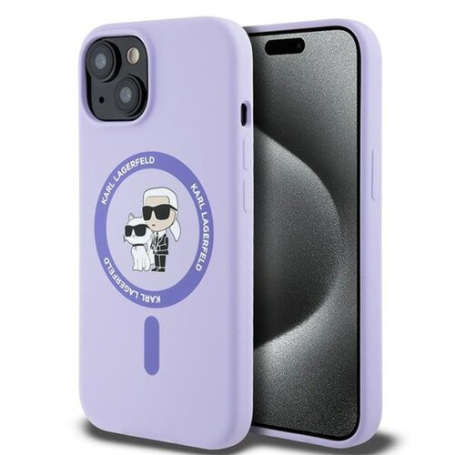 Etui KARL LAGERFELD Silicone KC Heads MagSafe do Apple iPhone 15 Fioletowy
