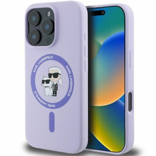 Etui KARL LAGERFELD Silicone KC Heads Ring MagSafe do Apple iPhone 16 Pro Max Fioletowy