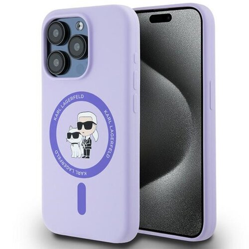Etui KARL LAGERFELD Silicone KC Heads do Apple iPhone 15 Pro Max Fioletowy