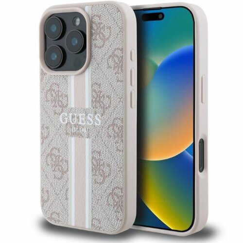 Etui GUESS 4G Printed Stripes MagSafe do Apple iPhone 16 Pro Max Różowy